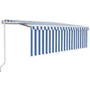 Image de vidaXL Auvent Automatique avec Store Capteur de Vent et LED Banne Pliable Jardin Balcon Terrasse Protection Contre Rayons UV 4x3 m Bleu et Blanc