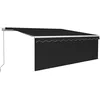 Image de Auvent manuel rétractable avec store et LED 4,5x3 m Anthracite