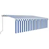 Image de vidaXL Auvent Rétractable Manuel avec Store Banne Pliable Jardin Balcon Terrasse Patio Extérieur Protection Contre Rayons UV 5x3 m Bleu et Blanc