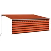 Image de vidaXL Auvent Automatique Rétractable avec Store Banne Pliable Jardin Balcon Terrasse Extérieur Protection Contre Rayons UV 4x3m Orange et Marron