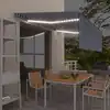 Image de vidaXL Auvent manuel rétractable avec store et LED 4,5x3 m Bleu blanc