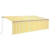 Image de vidaXL Auvent Rétractable Manuel avec Store Banne Pliable Jardin Balcon Terrasse Extérieur Protection Contre Rayons UV 5x3 m Jaune et Blanc