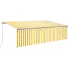 Image de vidaXL Auvent Rétractable Manuel avec Store LED Banne Pliable Jardin Balcon Terrasse Extérieur Protection Contre Rayons UV 5x3 m Jaune et Blanc