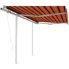 Image de vidaXL Auvent rétractable automatique poteaux 3,5x2,5 m Orange marron
