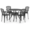 Image de vidaXL Ensemble de Bistro 5 pcs Salon de Jardin Meubles de Balcon Mobilier de Terrasse Table et Chaises de Patio Extérieur Aluminium Coulé Noir