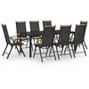 Image de vidaXL Ensemble à manger de jardin 9 pcs aluminium noir