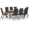 Image de vidaXL Ensemble à manger de jardin 9 pcs aluminium noir