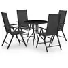 Image de vidaXL Ensemble à manger de jardin 5 pcs aluminium et textilène noir