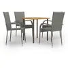 Image de vidaXL Ensemble à manger de jardin 5 pcs Résine tressée Gris