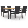 Image de vidaXL Ensemble à manger de jardin 5 pcs Résine tressée Noir