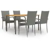 Image de vidaXL Ensemble à manger de jardin 5 pcs Résine tressée Gris