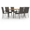 Image de vidaXL Ensemble à manger de jardin 7 pcs Résine tressée Marron