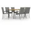 Image de vidaXL Ensemble à manger de jardin 7 pcs Résine tressée Gris