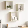 Image de vidaXL Étagères murales sous forme de cube 3 pcs Blanc et chêne sonoma