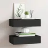 Image de vidaXL Étagères à tiroirs murales 2 pcs noir 40x23,5x10 cm MDF