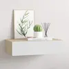 Image de vidaXL Étagère murale à tiroirs en chêne et blanc 40 x 23,5 x 10 cm MDF