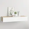 Image de vidaXL Étagère murale à tiroirs Chêne et blanc 60 x 23,5 x 10 cm MDF