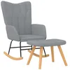 Image de Chaise à bascule avec tabouret Gris clair Tissu