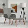 Image de vidaXL Chaise de relaxation avec repose-pied Gris clair Velours