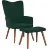 Image de vidaXL Chaise de relaxation avec repose-pied Vert foncé Velours