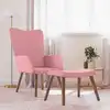 Image de vidaXL Chaise de relaxation avec repose-pied Rose Velours