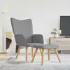 Image de vidaXL Chaise de relaxation avec tabouret Gris clair Tissu