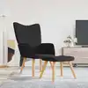 Image de vidaXL Chaise de relaxation avec tabouret Noir Tissu