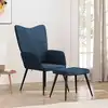 Image de vidaXL Chaise de relaxation avec tabouret Bleu Tissu