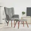 Image de vidaXL Chaise de relaxation avec repose-pied Gris clair Velours