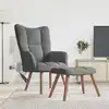 Image de vidaXL Chaise de relaxation avec repose-pied Gris foncé Velours