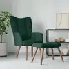 Image de vidaXL Chaise de relaxation avec repose-pied Vert foncé Velours