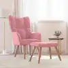 Image de vidaXL Chaise de relaxation avec repose-pied Rose Velours