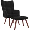 Image de Chaise de relaxation avec repose pied Noir Velours