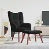 Image de vidaXL Chaise de relaxation avec repose-pied Noir Velours