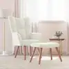 Image de vidaXL Chaise de relaxation avec repose-pied Blanc crème Velours