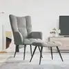 Image de vidaXL Chaise de relaxation avec tabouret Gris clair Velours