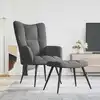 Image de vidaXL Chaise de relaxation avec tabouret Gris foncé Velours