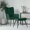 Image de vidaXL Chaise de relaxation avec tabouret Vert foncé Velours