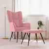 Image de vidaXL Chaise de relaxation avec tabouret Rose Velours