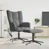 Image de vidaXL Chaise de relaxation avec tabouret Gris foncé Velours