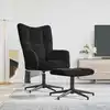 Image de vidaXL Chaise de relaxation avec tabouret Noir Velours