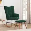 Image de vidaXL Chaise à bascule avec repose-pied Vert foncé Velours