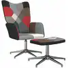 Image de vidaXL Chaise de relaxation avec tabouret Patchwork Tissu