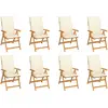 Image de vidaXL Chaises inclinables de jardin et coussins lot de 8 Teck solide
