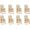 Image de vidaXL Chaises inclinables de jardin et coussins lot de 8 Teck solide