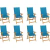 Image de vidaXL Chaises inclinables de jardin et coussins lot de 8 Teck solide