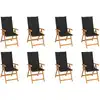 Image de vidaXL Chaises inclinables de jardin et coussins lot de 8 Teck solide