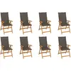 Image de vidaXL Chaises inclinables de jardin et coussins lot de 8 Teck solide