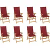 Image de vidaXL Chaises inclinables de jardin et coussins lot de 8 Teck solide