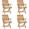 Image de vidaXL Chaises pliables de jardin avec coussins lot de 4 Teck solide